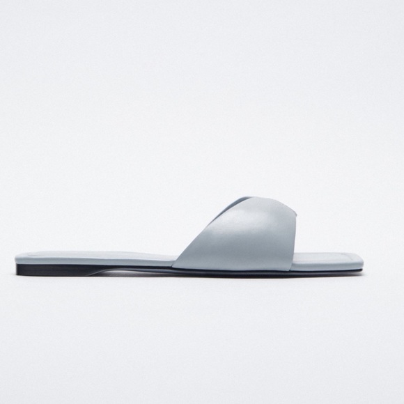 Zara Blue Leather Padded Sandals Size 8/39 - Picture 4 of 5